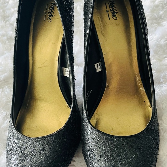 WOMEN’S MOSSIMO SPARKLE GLITTER BLACK STILETTOS HEELS - Picture 5 of 14